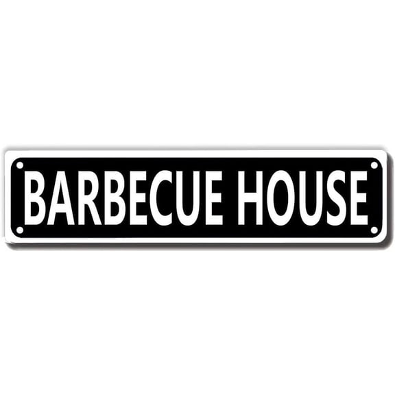 Barbecue House Sign Metal Tin Sign 4x16 Inch
