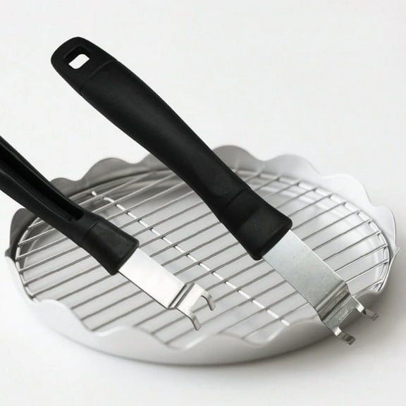 Barbecue Pry Bar, Kadlawus Stainless Steel Barbecue Opener and Fork, Outdoor Grill Tool for Charcoal Fire Management, Plastic Handle Heat Resistant Utensil