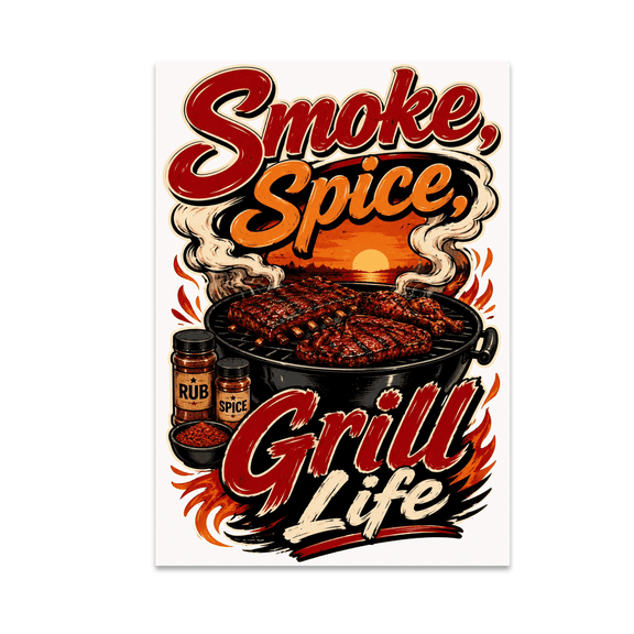 Barbecue Sunset Art - BBQ Pitmaster - 13x19 Poster Print