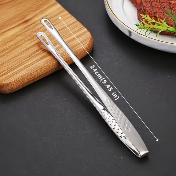 Barbecue Tongs Stainless Steel Tongs Kitchen Lengthened Food Tongs Roast Meat Shop Special Purpose Clipper Steak Tongs 24cm/9.45in