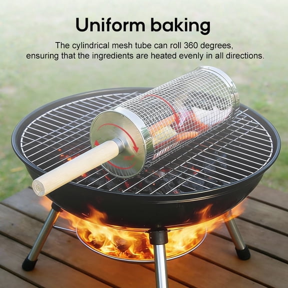 Kipvvo Grill Baskets,featuring a durable stainless steel mesh grill drum.