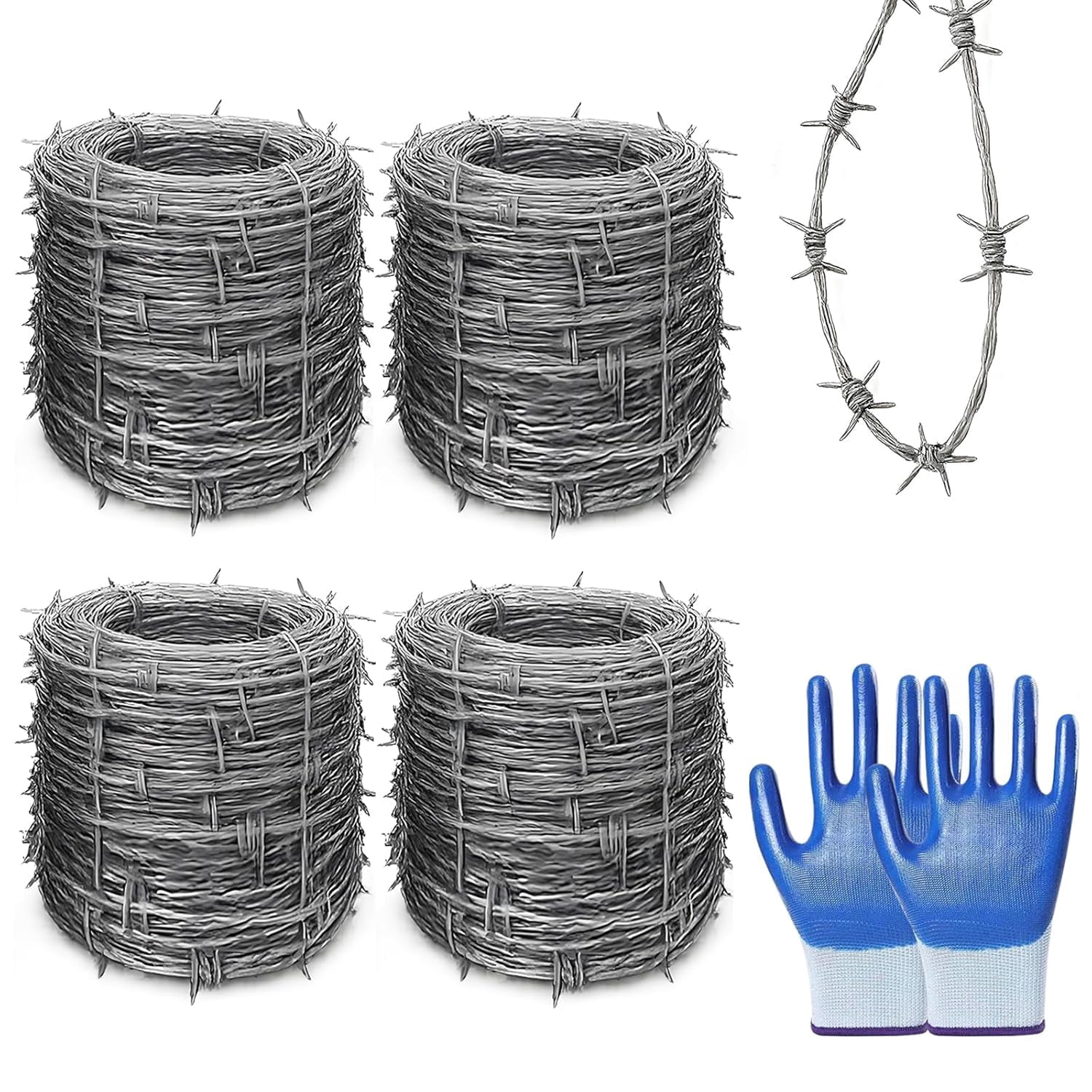 Barbed Wire, 15 Gauge(1.7mm) Hot-Dip Galvanized Barb Wire Roll, 131 Ft 4 Point Barbed Wires Fence for Yard, Residences, Gardens, Craft Barb Wires and Other Indoor & Outdoor Scenes (131 Ft)