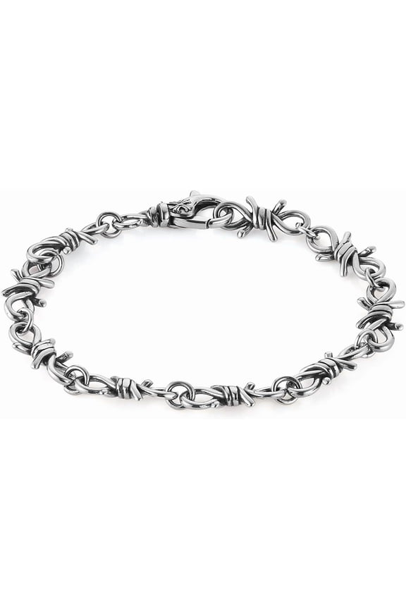 Barbed Wire Bracelet for Men Biker Gothic Punk Stainless Steel Link Bracelet Jewelry Gift