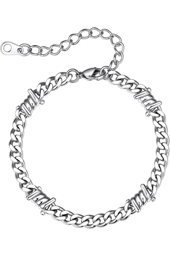 Barbed Wire Bracelets 7/9mm Thick Heavy Men Hand Chain Unisex Stainless Steel//Black Cuban Chain Bracelet Punk Gothic Bracelets for Men Women