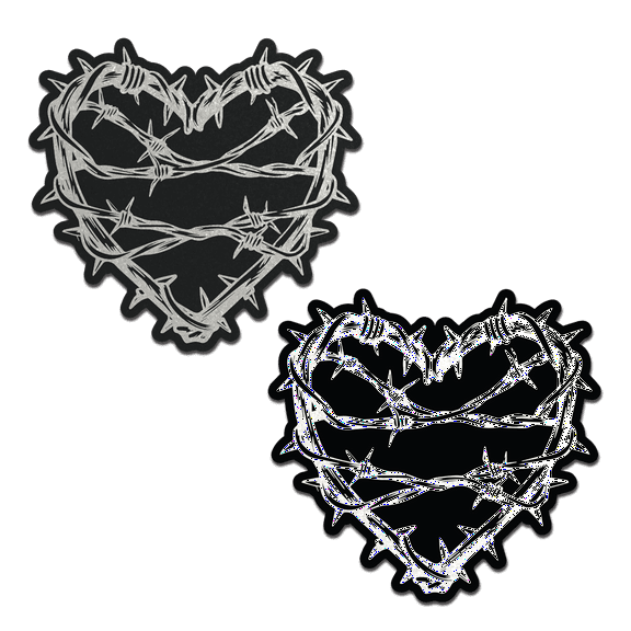 Barbed Wire Heart Pasties Reflective Nipple Covers by Pastease