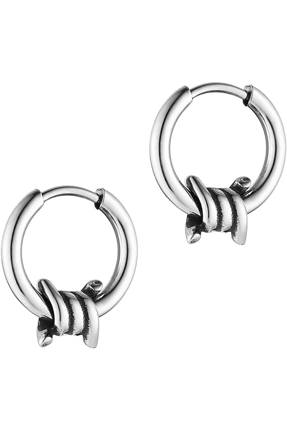 Barbed Wire Hoop Earring for Men Women Retro Gothic Stainless Steel Small Lightweight Thorns Hinged Huggie Hoop Earring Jewelry Gift
