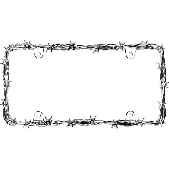 Cruiser Accessories Barbed Wire Metal License Plate Frame with Screw Caps