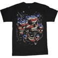thumbnail image 1 of Barbed Wire Skulls Big and Tall T-shirt US American Flag Decal Tee, 1 of 5