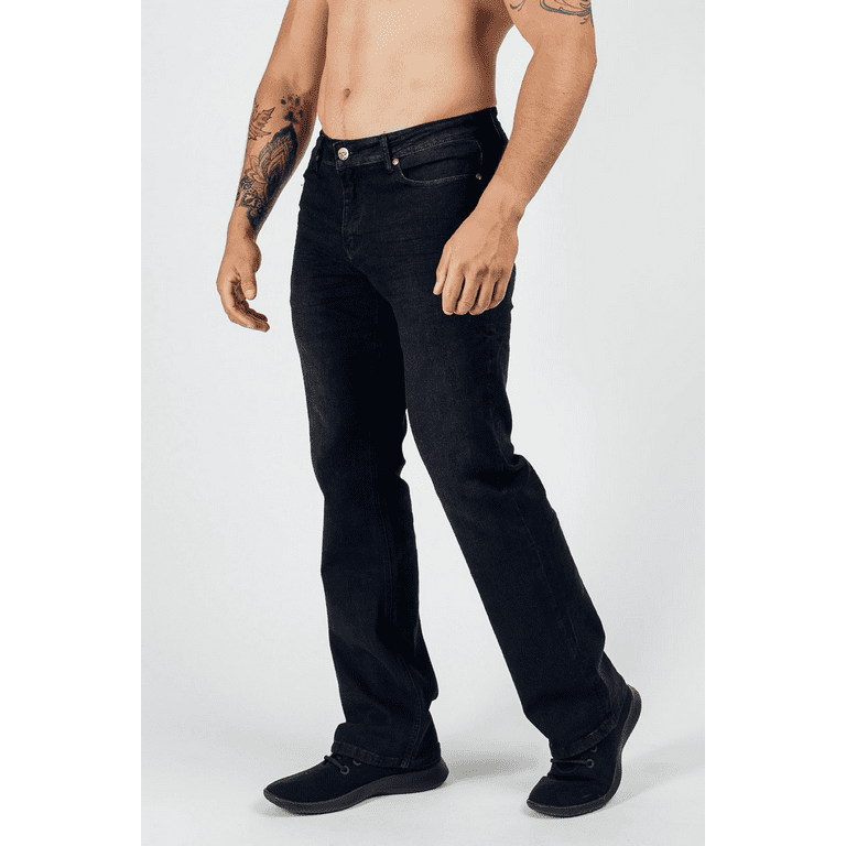 Barbell Apparel Men's Bootcut Athletic Fit Jeans Black 34