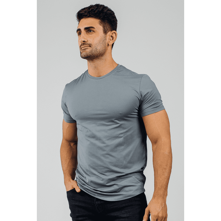 Barbell Apparel Men's Fitted Drop Hem Short Sleeve Workout Shirt