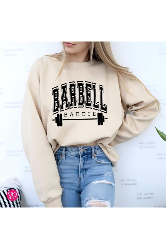Barbell Baddie Weightlifting Fitness Workout Sweatshirt All size S-3XL