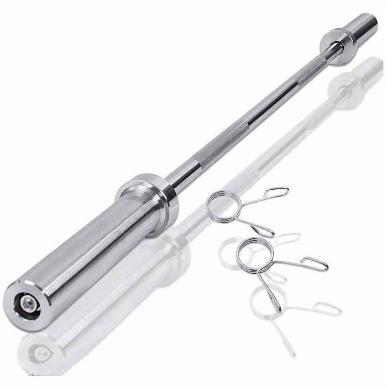 LuckyNote 48 Inch Curl Barbell Bar for Olympic Weight Plates, Stainless Steel Weight Bar with Diamond Knurled Grip for Home Gym Workouts, Silver