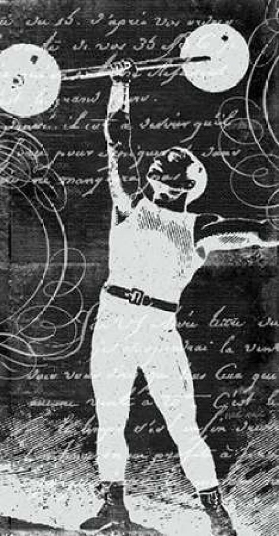 Barbell Boy Canvas Art - Walter Robertson (10 x 20)