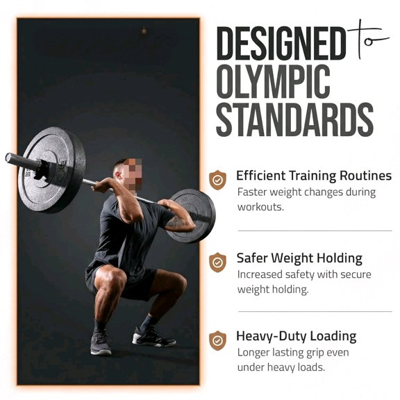 Barbell Clamp No Slip Pad for 2-Inch Olympic Weight Plates - Heavy-Duty Barbell Clamps with Quick-Release Lever, Non-Slip Grip & Durable ABS/Nylon Construction for Safe Lifting in Home Gyms