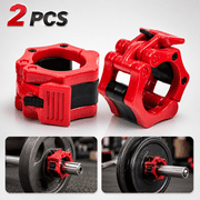Barbell Clamps Olympic Spinlock Collars Dumbbell Clips Weight Lifting Bar Lock Quick Release Professional Barbell Buckle 1 Pair for Gym Exercise Fitness Body Building - Red