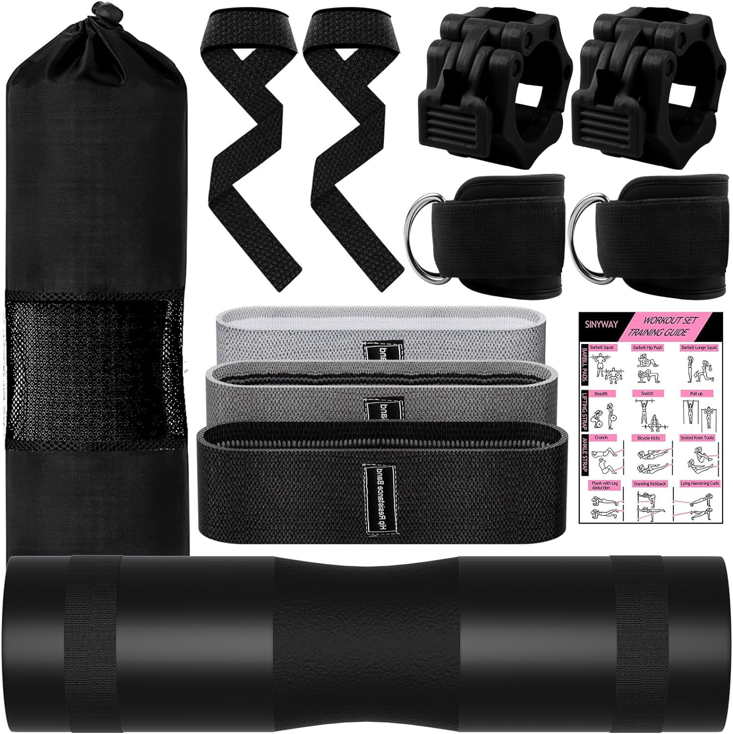 Barbell Pad Set, 11 Pcs Barbell Squat Pad for Hip Thrusts, Lunges, Leg