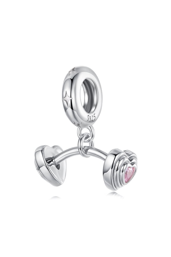 Barbell Pendant Charm 925 Sterling Silver Charm,Charm for Bracelets , Perfect Gift for Women