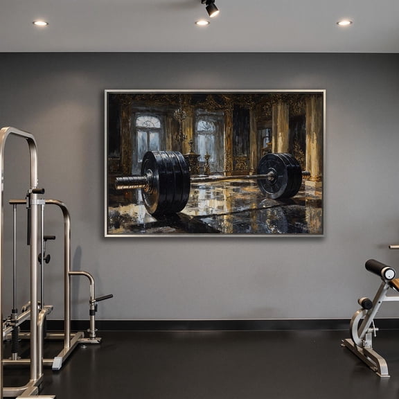 Barbell Poster: Opulent Gym Decor, Weightlifting Art, Unframed Poster Size 8x12