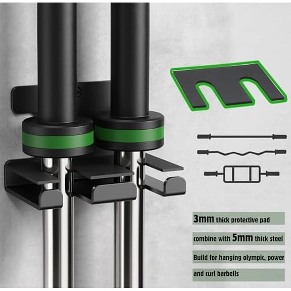 Barbell Rack Barbell Holder Wall Mount Barbell Storage Holder Olympic Bar Hanger for Home, Commercial, Garage Gym