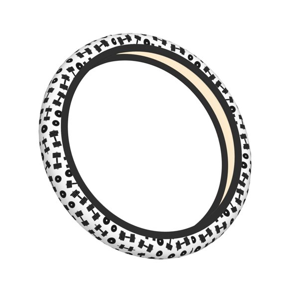 Barbells Dumbbell Fitness Equipment Car Steering Wheel Protector Cover for Women Men Car Accessories, Universal Fit Auto, Suvs