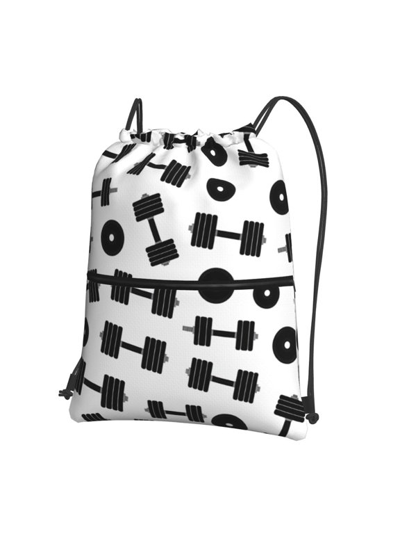 Barbells Dumbbell Fitness Equipment Drawstring Backpack Bag Water Resistant Yoga Shopping Cinch Bag Sackpack For Men Women