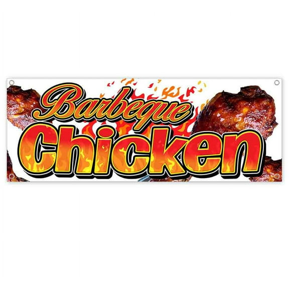 Barbeque Chicken 13 oz Vinyl Banner With Metal Grommets