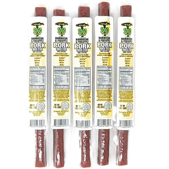 Barbeque & Pineapple Natural Pork Stick: Nitrate, MSG, Gluten, and Soy Free (1-oz Stick, 144-Count)