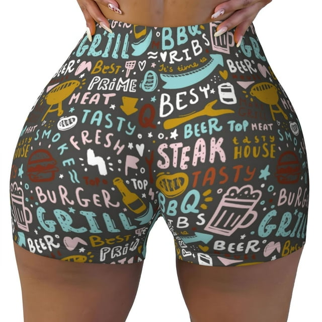Barbeque Workout Shorts for Women Gym Yoga Running Athletic Biker