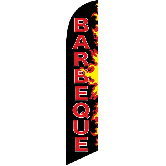 Barbeque flames Feather Banner Swooper Flag - NO WIND REQUIRED - Replacement FLAG ONLY