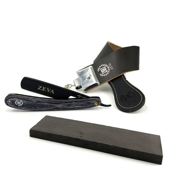Barber Approved Professional Folding Razor and Leather Strop Strap & Whetstone !
