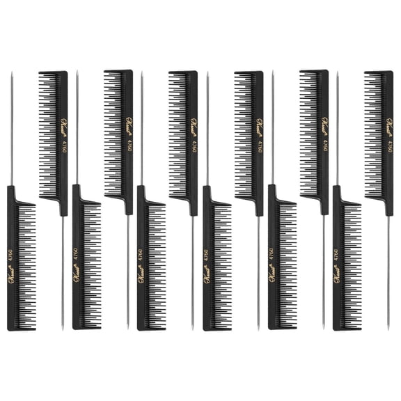 Barber Beauty Hair 4760 8" Rattail Teaser Comb (12 Pack) 12 x SB-K4760-BLK