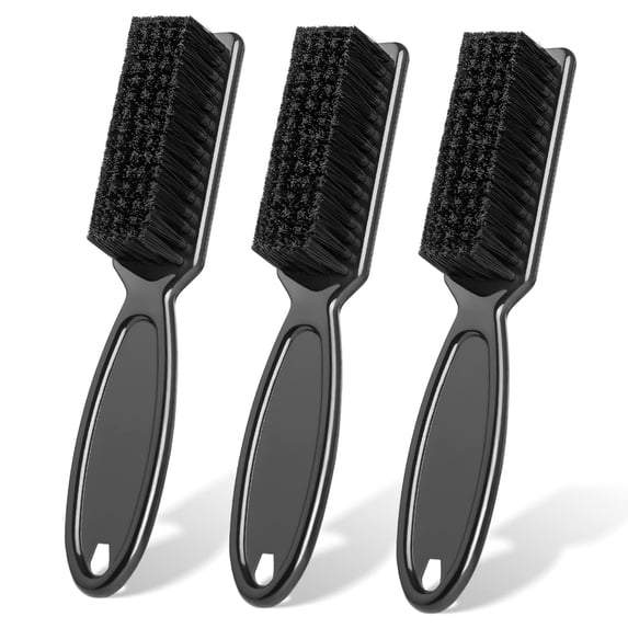 Barber Brush 3 Pieces - Nylon Bristles Fade Brush - Brush Cleaner - Barber Brushes for Fades, s Blades Combs Cleaning, Hair Styling, Barbers Supplies