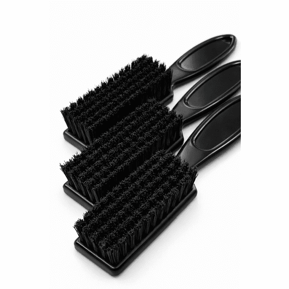 Barber Brush Set (3-Piece) for Waves, Fades, Beard & Hair | Soft & Medium Bristles, Black