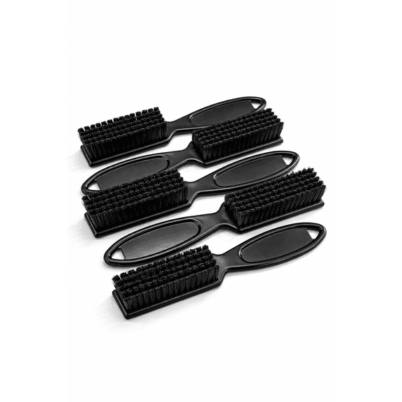 Barber Brush Set (5-Piece) for Waves, Fades, Beard & Hair | Soft & Medium Bristles, Black