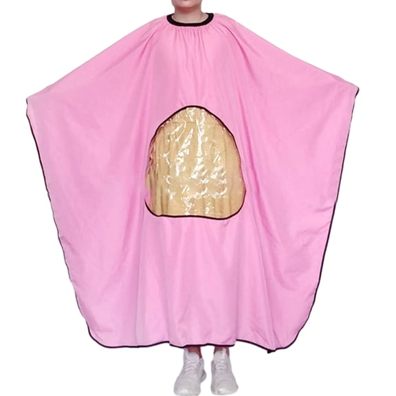 Barber Cape -Waterproof Large Hair Cutting Cape-Hair Salon with See-Through Window Capes, With Adjustable Snap Closure,Barber & Home Use & Gift Giving-Pink