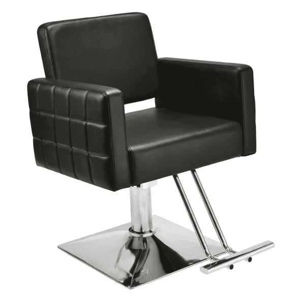 Olakula Barber Chair with Quilted Grid Armrests - 360° Rotating, Height Adjustable Salon Chair（Black）
