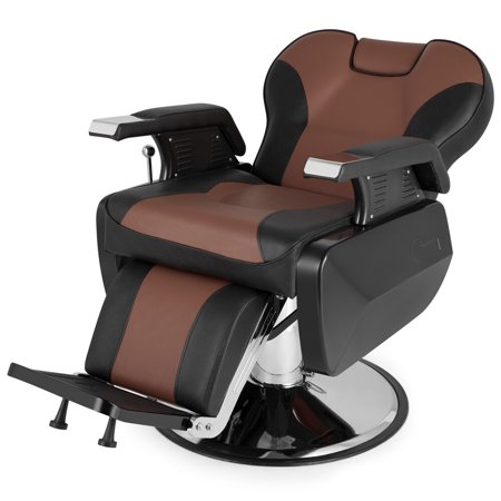 Barber Chair Hydraulic Reclining Barber Chairs Heavy Duty Salon Chair for Hair Stylist Tattoo Chair Salon Equipment (Brown,Black)