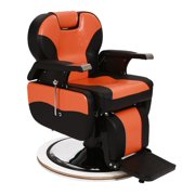 Barber Chair, PVC Leather Styling Chair with Footrest, Heavy Duty Salon Chair for Haircuts, 500lbs Capacity, Orange