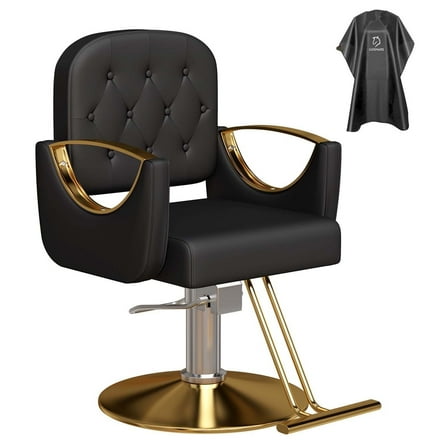 Barber Chair Salon Chair 360 Degrees Rolling Swivel Barber Chairs Hydraulic Hair Chair Capacity Up to 330 Lbs All Purpose Beauty Spa Equipment, Black