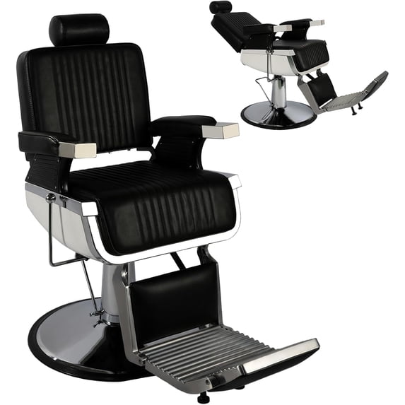 Barber Chairs for Barbershop,Professional Hydraulic Salon Chair for Hair Stylist,Black Heavy Duty Vintage Recling Hair Chair,All Purpose Beauty Shampoo Tattoo Chair, Black
