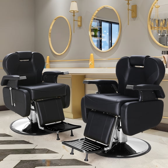Barber Chairs for Barbershop,Heavy‑Duty Hydraulic 360° Swivel Reclining Salon Furniture, Adjustable PU Leather Styling Chair for Spa & Beauty Salon