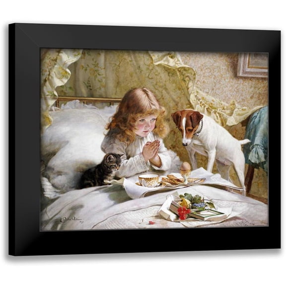 Barber, Charles Burton 14x12 Black Modern Framed Museum Art Print Titled - Suspense