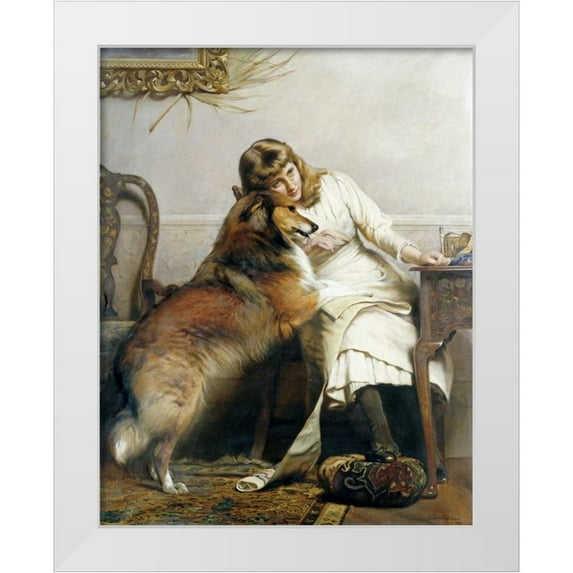 Barber, Charles Burton 20x24 White Modern Wood Framed Museum Art Print Titled - Sweethearts