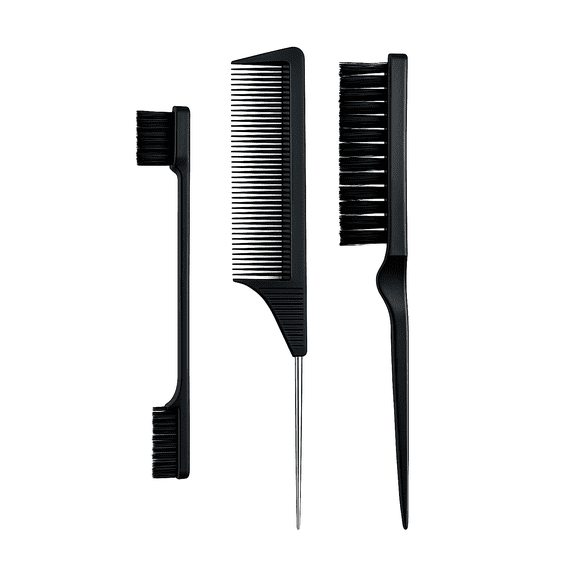 Barber Comb Set (3-Piece) for Parting, Sectioning & Styling Professional Hair Combs, Black