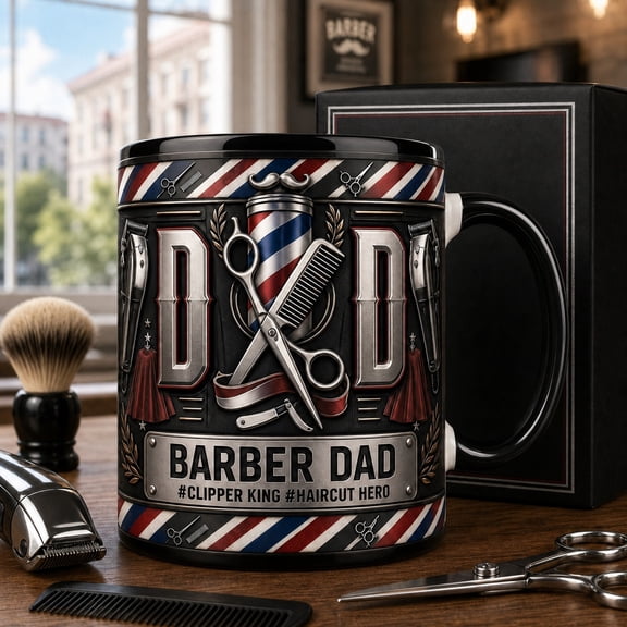 Barber Dad Mug, 3D Effect Haircut Hero Coffee Cup Gift