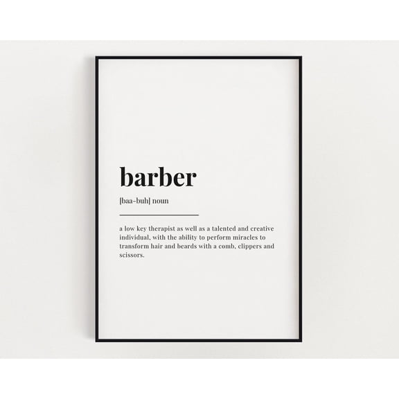 Barber Definition Meaning, Wall Art, Barber, Print Home Decor #3452, Unframed Canvas Size 24x36