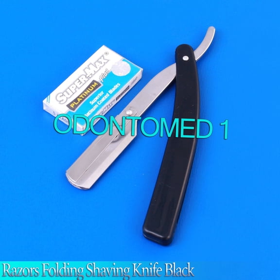 Barber Edge Steel Razors Folding Shaving Knife With 5 Blades Black B-770
