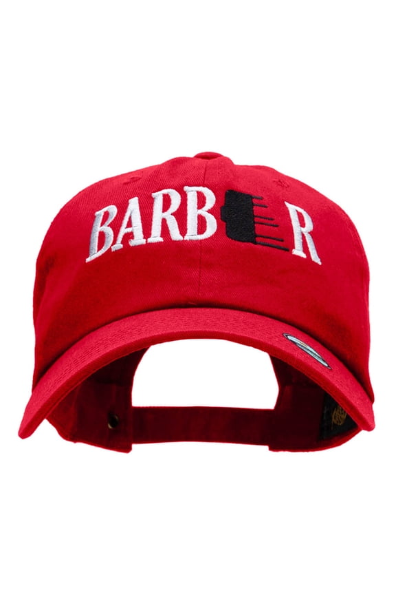 Barber Embroidered Unstructured Cotton Twill Washed Cap - Red OSFM