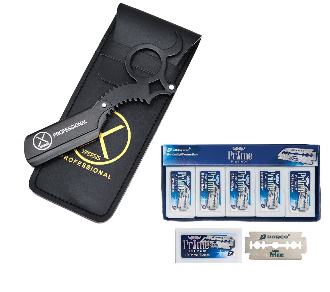 Barber Full Blade Straight Razor Black German made stainless steel (Dragon) By Xpersis Pro
