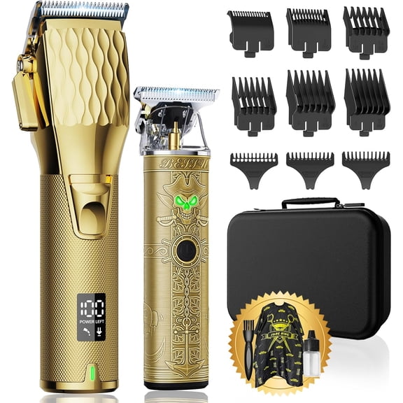 Barber Hair Cutting Kit for Men, Professional Fade Clipper & T-Blade Beard Outliner Complete Grooming Set, Rechargeable Trimmer Kit for Salon & At-Home Haircuts, Premium Holiday Gift Pack for Guys